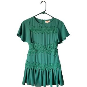 GB girls Silk Shamrock Vintage Green Dress Girl’s M(8) w/ zipper